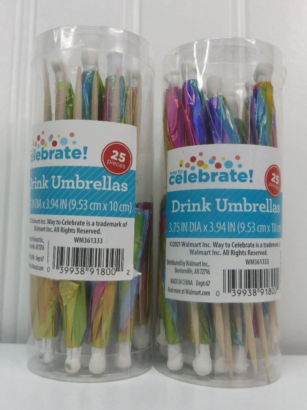Lot of 2 Rainbow Umbrella Picks 25ct ea 3.5